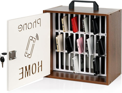 33 Slots Cell Phone Holder Classroom, Wooden Phone Lock Box