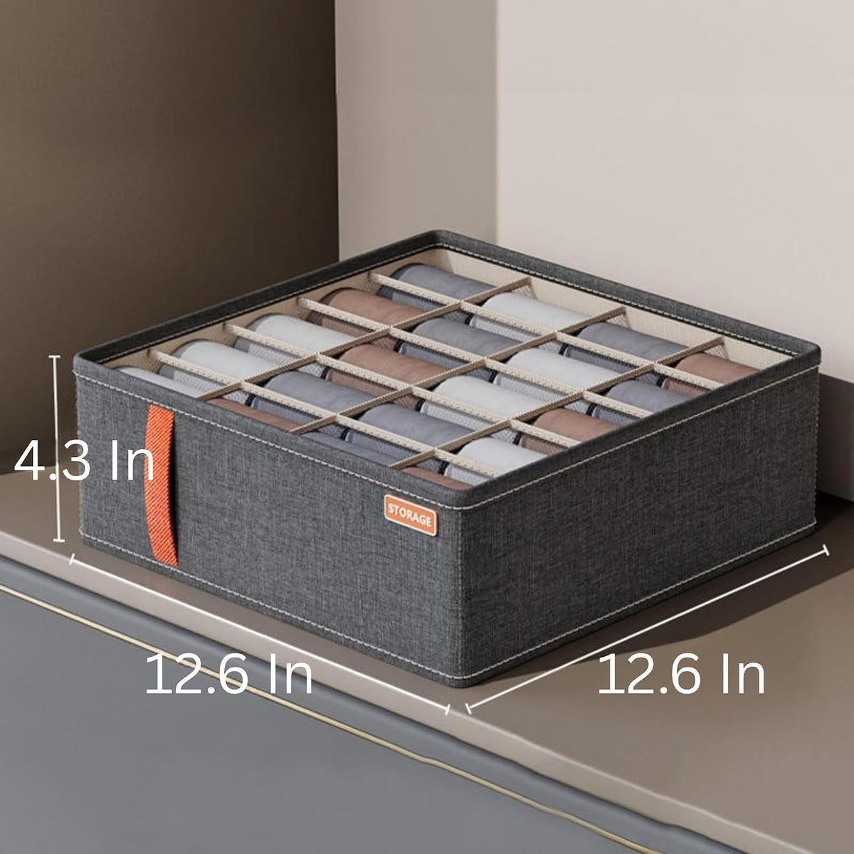 Sock and Underwear Drawer Organizer Set – 3 Pack Foldable Fabric Closet Storage Bins for Dresser Drawers, Holds 20 Socks and 14 Underwear, Drawer Dividers for Closet, Bedroom, Nursery